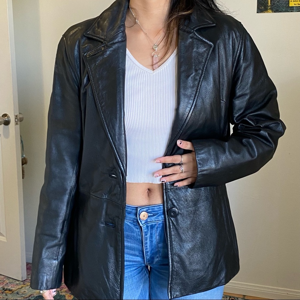 Wilson’s 90s Vintage Black Leather Blazer Jacket